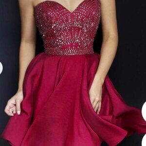 New With Tag Sherri Hill Wine Red Cocktail / homecoming / party dress size 12
